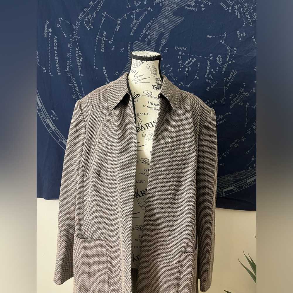 John Meyer Textured Open Coat Jacket Size 14W Classic Neutral
